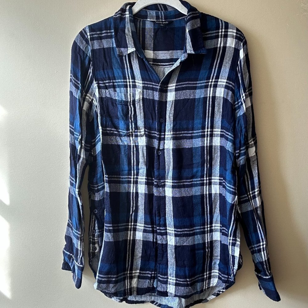 Lucky Brand Light Blue and Dark Blue Flannel Shirt